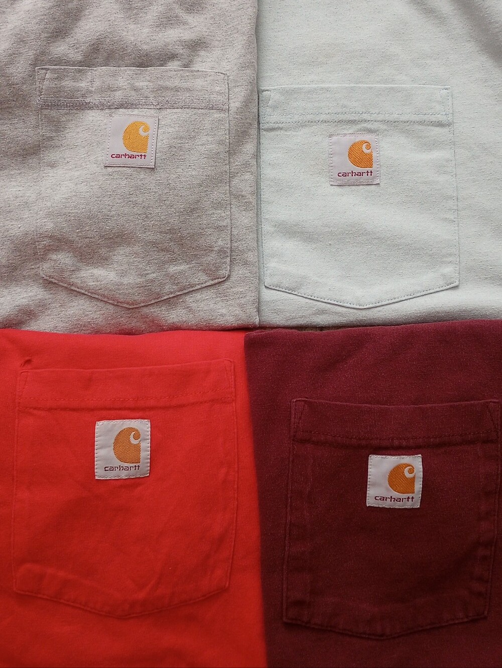 Lot Of 4 Carhartt Shirts XL Gray Light Blue Red Burgundy Short Sleeve